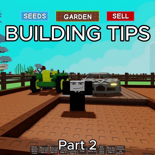 Building Tips, Part 2 How to get playersized car wheels #growagarden #roblox #robloxfyp #build #tut #tutorial #car