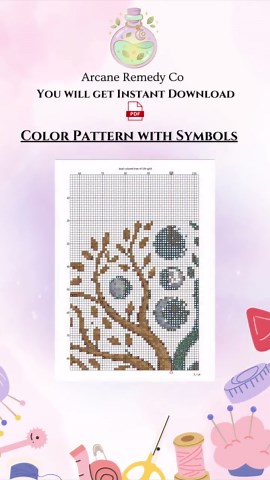 Floral Tree Cross Stitch Pattern, Beginner Easy Design (PDF Pattern) - Etsy