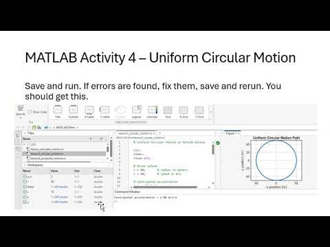 MATLAB Lesson | Curvilinear Motion Activities 4–5 | Animating Projectile and Circular Motion