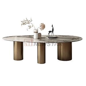 [Hot Item] Custom Italian Marble Coffee Table Nordic Dining Table Metal Foot Modern Special Shaped Modern Marble Dining Table Set