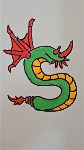 Turning Letter S into a MYTHICAL DRAGON! 🐲💚 | Art ASMR #shorts