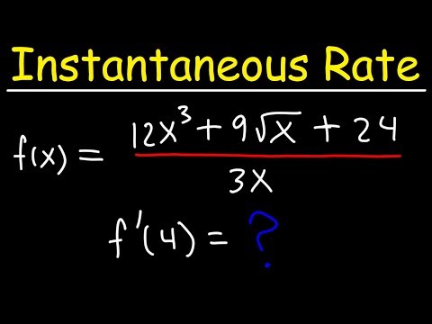 How to Find the Instantaneous Rate of Change of a Function Using the Power Rule - First Derivative