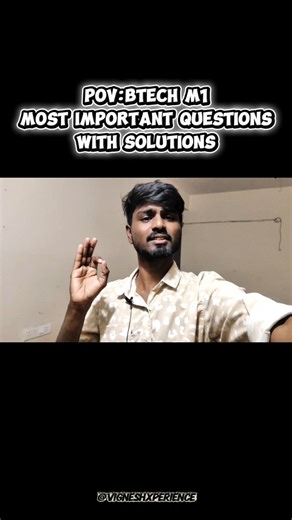 VigneshXperience on Instagram: "🔥 BTECH M1 MOST IMPORTANT QUESTIONS + SOLUTIONS PDF 🔥 Sem-1 Students Must Save This!! 📚💯 📥 COMMENT “PDF” to get the FREE PDF ⚡ Perfect for JNTU | ALL Branches 📝 Covers: Derivatives, Integrations, Matrices, Differential Equations & more! 💡 90% Exam Questions Come From These Topics! 👇 Don’t Miss ✨ Share with your friends ✨ Save this reel for exam time ✨ Comment PDF ASAP #btechstudents #jntu #m1 #engineeringlife #semester1 #examnotes #btechnotes #studygram #s