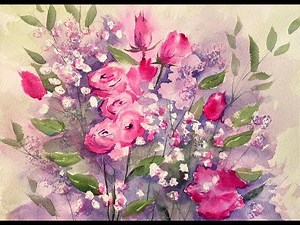 How To Paint Beautiful Watercolour Pink Roses, easy loose watercolor floral tutorial demonstration