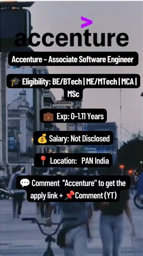 ITcampusupdates | Job Updates on Instagram: "🚀 Accenture Hiring – Associate Software Engineer (ASE)! 🚀 Kickstart your IT career with one of the world’s biggest tech & consulting giants. 📍 Locations: PAN India (Bangalore, Chennai, Pune, Hyderabad & more) 💼 Role: Associate Software Engineer (ASE) 🧠 Experience: 0–1.11 Years 🎓 Eligibility: BE/BTech | ME/MTech | MCA | MSc | Integrated Dual Degrees | 2025 & earlier 💰 Salary: Not Disclosed 🧩 Role Highlights: • Design, build, test & configure ap