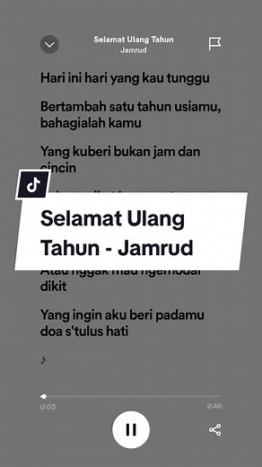 Selamat Ulang Tahun - Jamrud #jamrud #selamatulangtahun #jamrudband #hariinihariyangkautunggu #hbd #hariinihariulangtahunmu🎂 #spotifylyrics #4u #fulllirik #andnwn #fy #fulllyrics #spotify