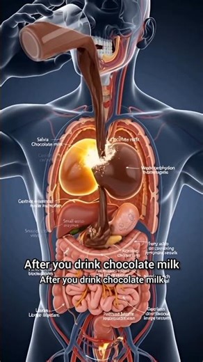 What happens inside your body after you drink chocolate milk 🍫#ChocolateMilk #Digestion #3DAnimation