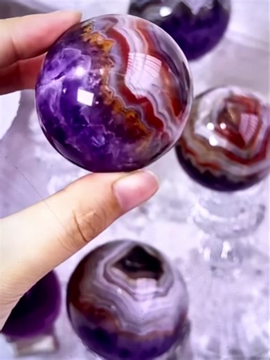 New amethyst agate spherefrom Mexico has been launched. With its beautiful and dreamy colors, the collision and fusion of two different materials are a magical gift from nature. It's extremely beautiful and colorful. Dear friends, come and choose it quickly. #mexican amethyst #amethyst agate #agate sphere #amethyst agate sphere #amethyst crystal #mexican amethyst agate sphere | Crystal Mr Right Wholesaler | Facebook