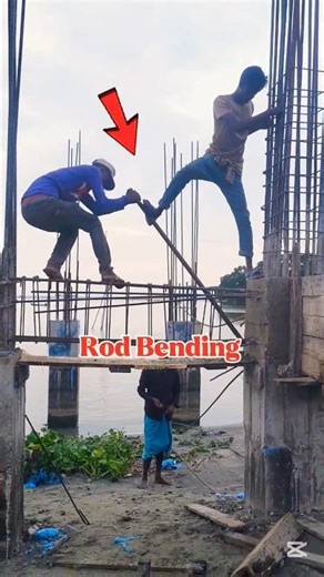 Manually Rod Bending work process at construction project #beam #rod #bending #shorts