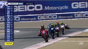 MotoAmerica Twins Cup rider Cooper McDonald had a big moment during Saturday’s race at WeatherTech Raceway Laguna Seca, but he collected his thoughts (and the bike), and continued on to finish eighth. | MotoAmerica