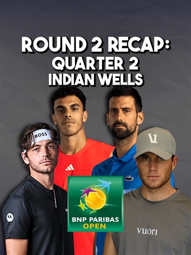 Quarter 2 – Quick Breakdown 🎾 Starting with Djokovic. This was his first match since the Australian Open and he looked a bit rusty early on. He managed to raise his level as the match progressed, but he’s still someone I’m watching closely in this section of the draw. The big question is how his level will evolve in the coming rounds — potentially against Draper or Cerúndolo, and later possibly Fritz or Medvedev. His recent history at Indian Wells is also interesting. He hasn’t gone beyond the 
