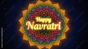 Happy navratri glowing mandala celebration background Stock Video