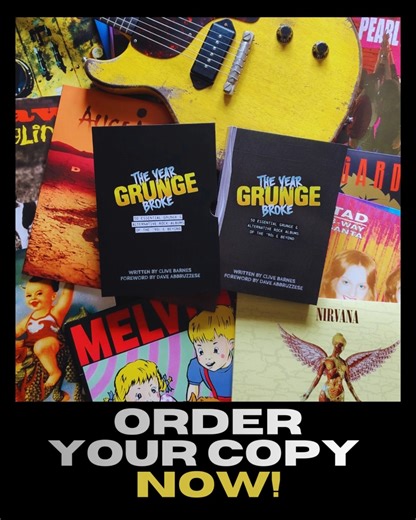 💥𝗧𝗛𝗘 𝗣𝗘𝗥𝗙𝗘𝗖𝗧 𝗚𝗜𝗙𝗧 𝗜𝗗𝗘𝗔💥for yourself or the '𝟗𝟎𝐬 𝐆𝐫𝐮𝐧𝐠𝐞 & 𝐀𝐥𝐭𝐞𝐫𝐧𝐚𝐭𝐢𝐯𝐞 𝐑𝐨𝐜𝐤 𝐦𝐮𝐬𝐢𝐜 𝐟𝐚𝐧 in your life. The YEAR Grunge BROKE book chronicles stories behind 50 essential albums of the decade, and beyond, packaged in a beautifully designed publication. Written by Clive Barnes, with a foreword by 𝐃𝐚𝐯𝐞 𝐀𝐛𝐛𝐫𝐮𝐳𝐳𝐞𝐬𝐞 𝐨𝐟 𝐏𝐄𝐀𝐑𝐋 𝐉𝐀𝐌, the book tells the story of '90s Grunge & Alternative rock through albums of Nirvana, Alice In Chains, S