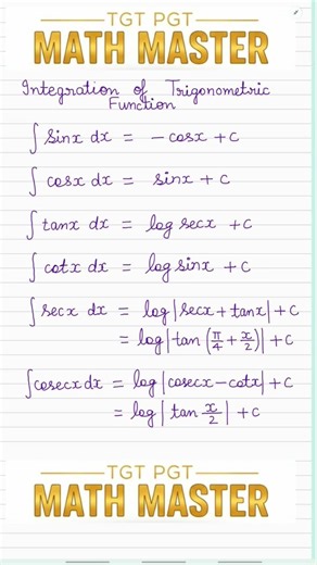 Integration of Trigonometric Functions TGT PGT Math #shorts