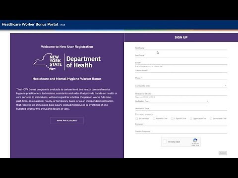 1. NYS Healthcare Worker Bonus User Registration