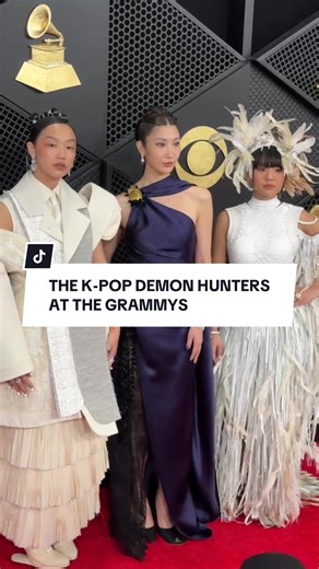 The voices of the #KPopDemonHunters are golden on tonight’s #Grammys red carpet. Video: Inverse/@Rachel Chapman