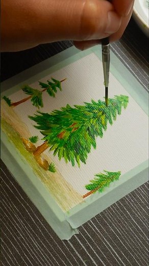 ˚₊‧ 🎄 ‧₊˚ ⋅Cómo pintar un pino paso a paso #nature #acrilicos #pintura #tutorial
