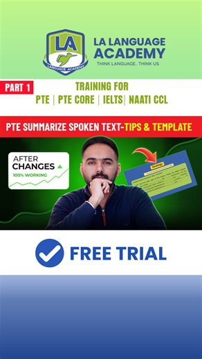 LA Language Academy Australia on Instagram: "PTE Summarize Spoken Text - Tips and Template After Changes (Part-1) ✅💯 Get ready to ace PTE Summarize Spoken Text with updated tips and templates. Learn the new marking criteria, content importance, and scoring system. I’ll show you how to use keywords, structure, and time management to get full points in listening and writing. You’ll also see a sample template, common mistakes to avoid, and practical resources to boost your PTE score. 🔑 What you’l