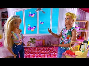 Barbie and Ken in Barbie Dream House Going to Picnic with Barbie Sister Chelsea and Naughty Puppy