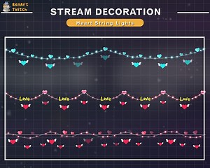 Valentine's Day Heart String Lights Style 2 for Twitch, Romantic Animated Stream Decoration With Flashing Hearts - Etsy Canada