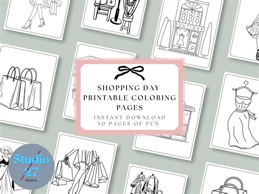 Shopping Day Coloring Pages | 50 Page Fashion & Boutique Activity Book | Instant Download PDF - Etsy