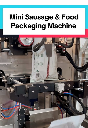 Nitrogen flushed mini sausage packaging, 200g to 1kg vertical back seal bagging Equipment. High-accuracy food factory facilities. Multihead weighing, Siemens PLC control system, automatic vffs meat product packaging line. #machine #sausage #packingmachine #factory #foodprocessing