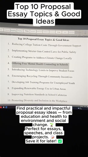 Top 10 Proposal Essay Topics & Good Ideas