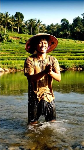 a man playing in the river #trend #water #river #play