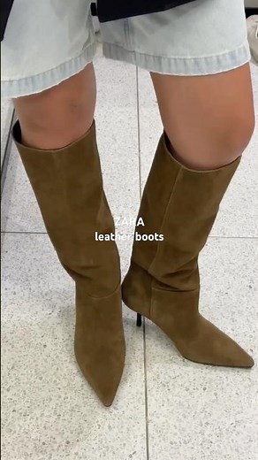 ZARA Split Leather Kitten Heel Boots | Fall boots try on