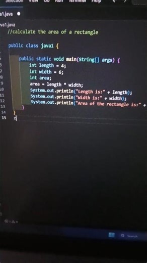 java program calculate the area of rectangle #coding #java