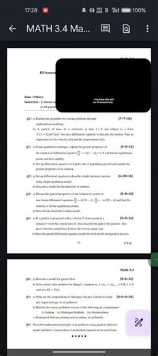 KARNATAKA STATE OPEN UNIVERSITY MSC SEM-3 MATHEMATICAL MODELING QUESTION PAPER 2023