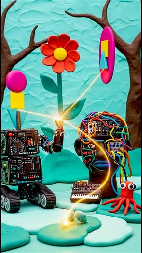 Dreamy techno robot in a clay world – visualizing how music feels inside #shorts #electronicmusic