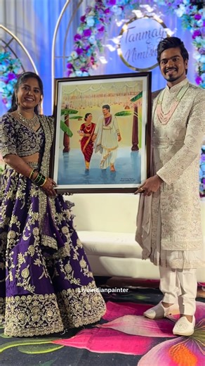 1st Indian Luxurious Live Wedding Painter on Instagram: "“From a beautiful Marathi wedding moment to a timeless painting ✨ Thank you @tanmaypatekar2424 for trusting our art on your big day.“ is this moment worth a painting? “ If you’re planning your wedding in 2025–26 — secure your date now 🖼️💍”"
