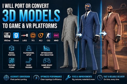Rig, convertir et porter un modèle 3d pour vrchat, gmod, l4d2, tf2, hl2, cs2, mmd, vtuber