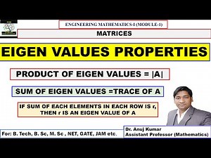 Properties of eigen values of a matrix | Eigenvalue Theorems | Eigenvalues for Matrix | Eigen Values