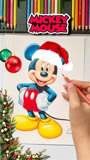 Drawing Mickey Mouse 🐭🎄🎅#christmas #shorts #short #mickeymouse #drawing #merrychristmas