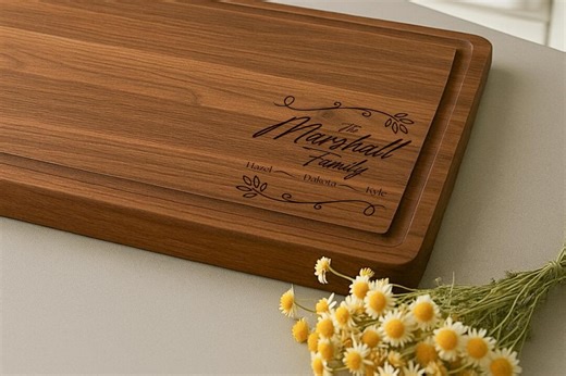 Custom Wood Cutting Board, Personalized Cutting Board, Monogram and Name Engraved Wedding Gift, Personalized Charcuterie Board, - Etsy