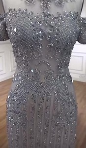 Silver Rhinestone Beaded Side Sleeve Gown - Etsy