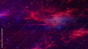 Flight in space with simulation of galaxies and nebulae. Space flight seamless loop. Flight in space with looping animation of the star field, galaxy and nebulae. 3D rendering.