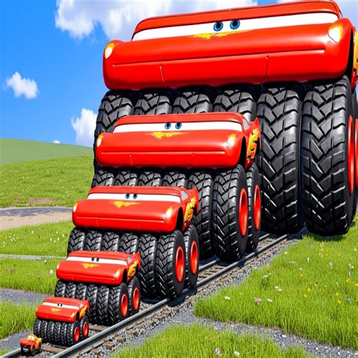 Wide Lightning Mcqueen Monster Truck vs Trains Thomas | BeamNG.drive #BeamNGDrive #FlatbedTruck #CarCrash | Zeenat naija