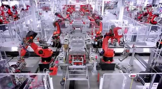 特斯拉汽车Tesla超级工厂自动化生产线