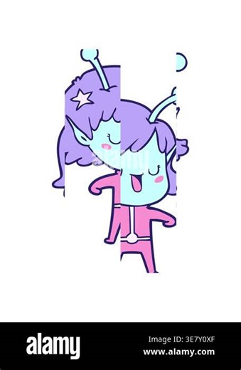 splitting motion animation of happy alien girl cartoon Stock Video Footage - Alamy