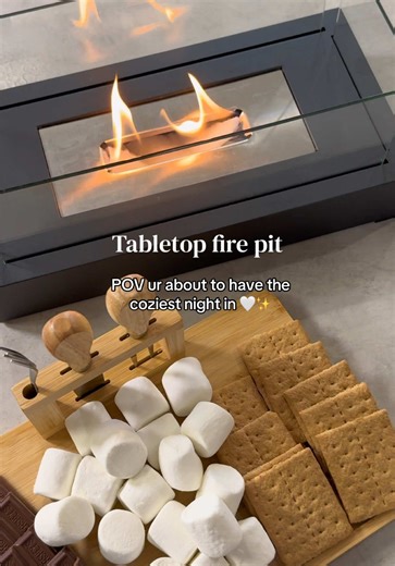 This tabletop fire pit is perfect for a cozy night in 🤍 #tabletopfirepit #firepit #indoorfirepit #smores #tiktokshopstockup