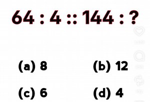 64 : 4 :: 144 : ?... | Filo