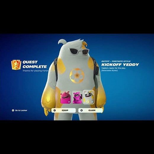 FORTNITE QUEST COMPLETED FREE SKIN YEDDY AND KICKOFF YEDDY ON MOBILE APP