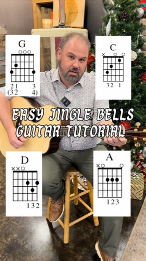Easy Christmas song for beginner guitar players! #guitar #guitartutorial #beginnerguitartutorial #jinglebellstutorial #christmassong | The Acoustic Shoppe