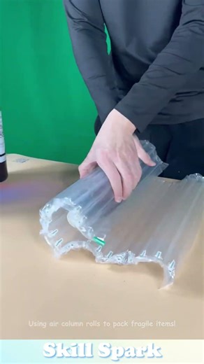 Using air column rolls to pack fragile items!