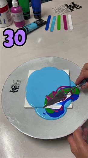 March Challenge Day 30 | FUN Color Combination Acrylic Pour | Fluid Art with Cells by MarjoleinART