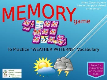 Science Weather Patterns Vocabulary Memory Game