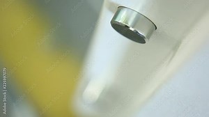 The locking plugs which are built in in a safe door. Plugs of metal color. The door is visible in an end face. Shooting from above.